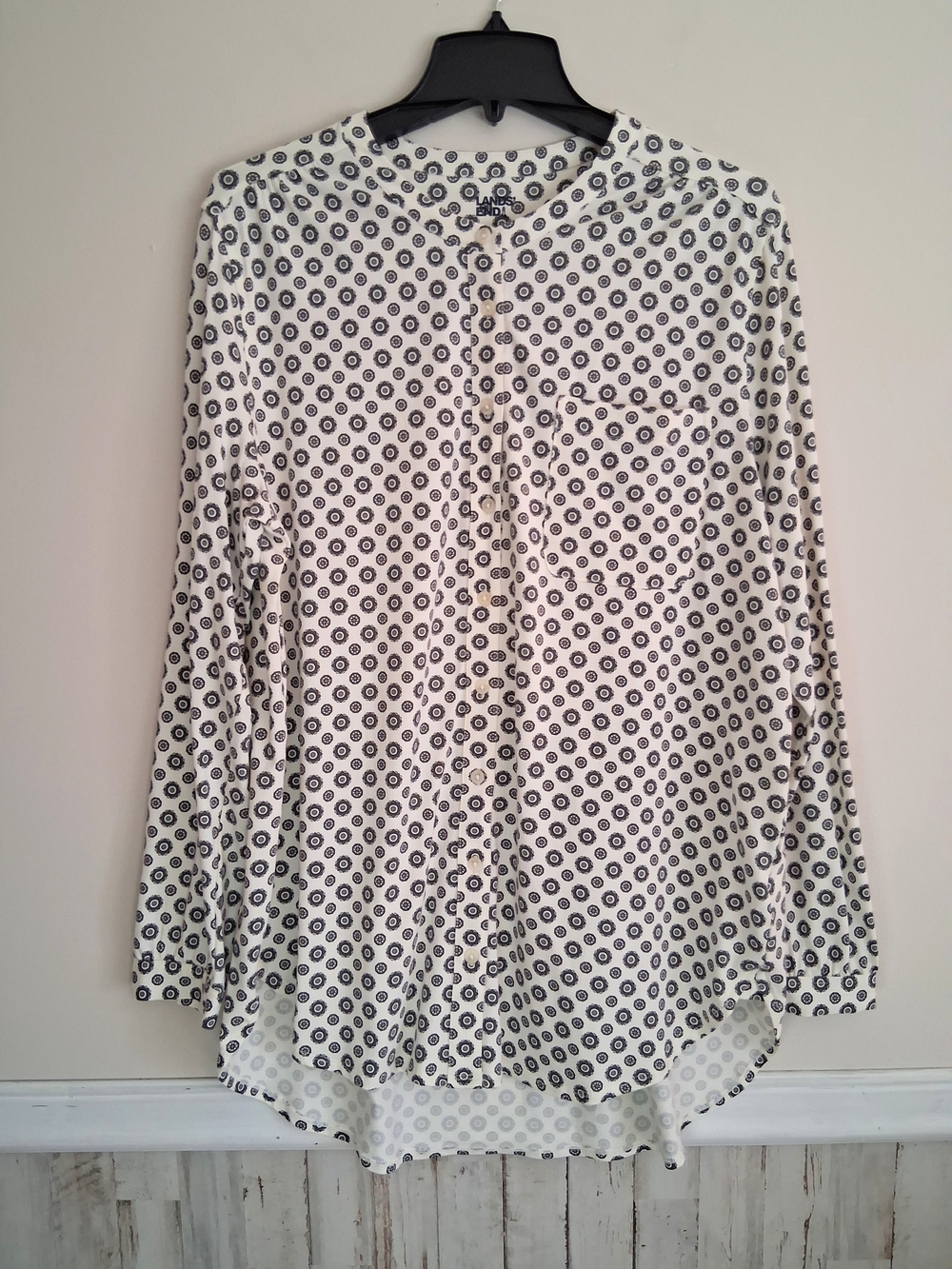 Lands End Long Sleeve Tunic Jersey A-line Geometric Medallion Print Women's L